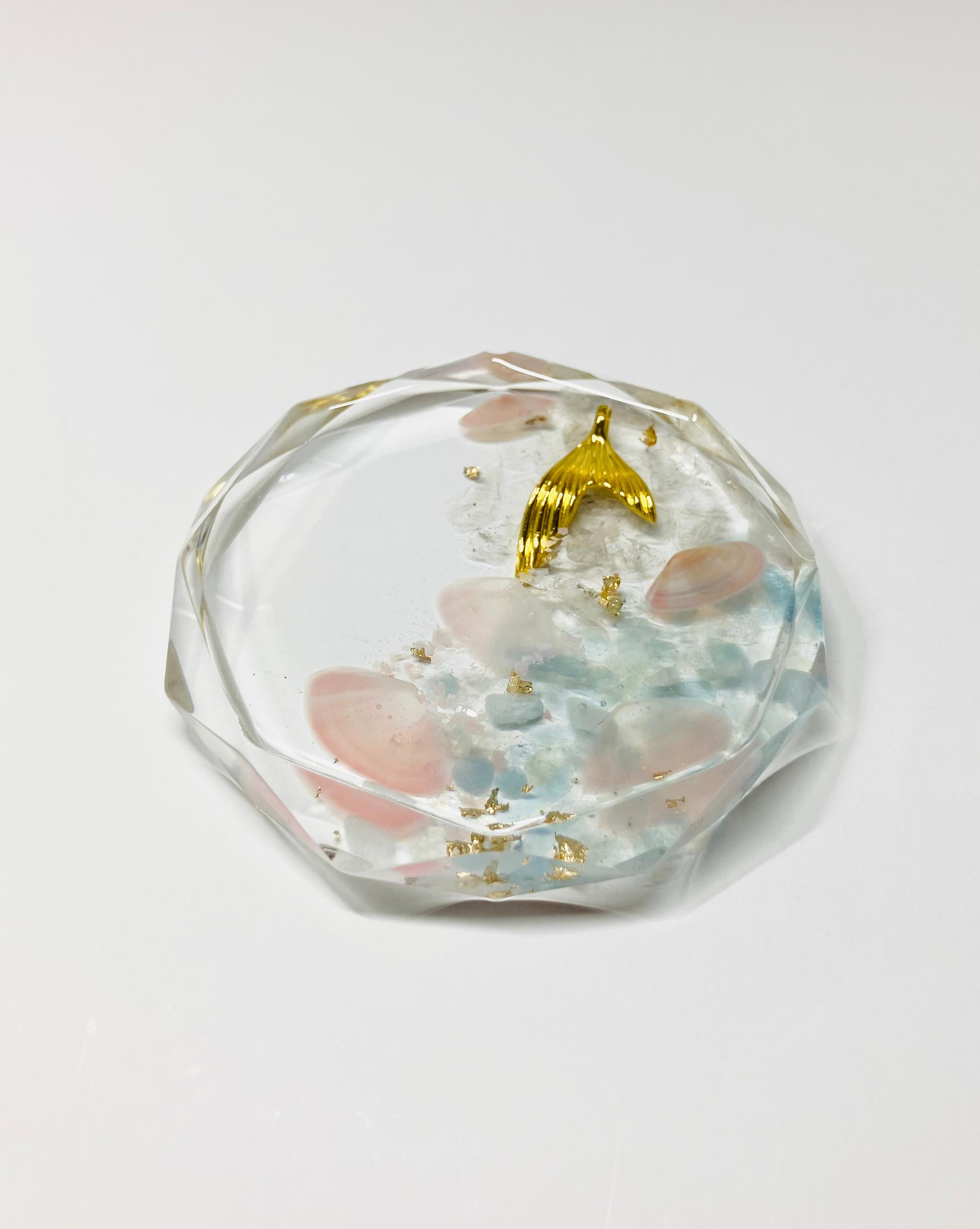 【受注制作】人魚のオルゴナイト　水晶×アクアマリン（3月誕生石）